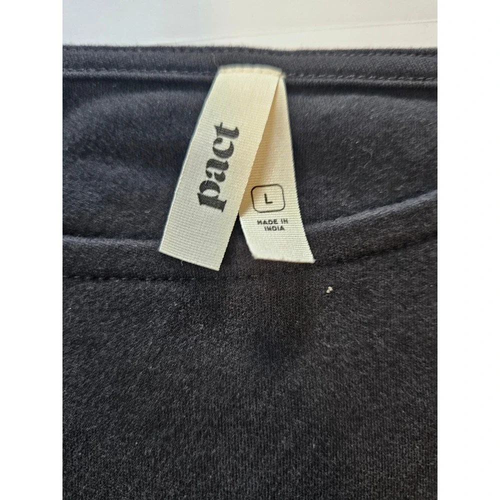 Pact Organic Cotton Top Women L Black Dolman Sleeve Cropped Lounge - Picture 3 of 4